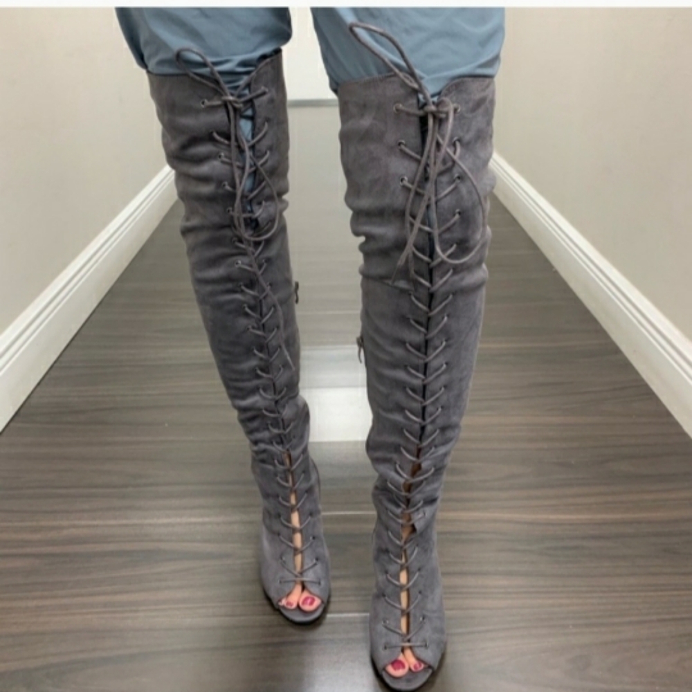 Betani Gray Thigh High Boots